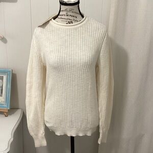 Frank & Oak Off-White Ribbed Crew Neck Sweater NWT